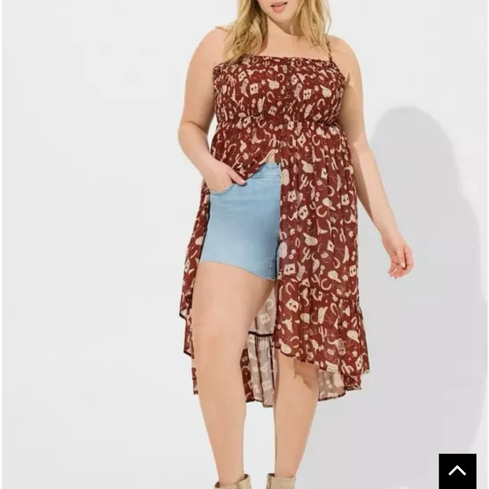 Torrid Brown and White Chiffon Sleeveless Tunic